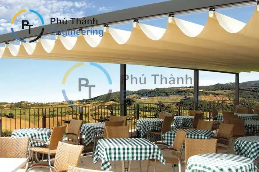 Dịch Vụ Lắp Đặt Mái Che Kéo Ra Vào Tại Bình Dương 35 Mái che di động cho khu vui chơi và sân vườn