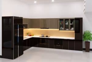 Tủ Bếp Inox Cánh Kính Cường Lực